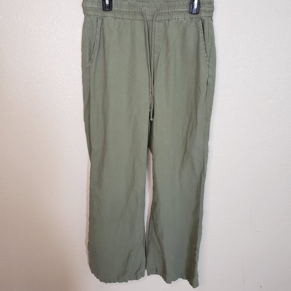 Soho New York And Co Faded Olive Green Linen Wide Leg Pant Medium